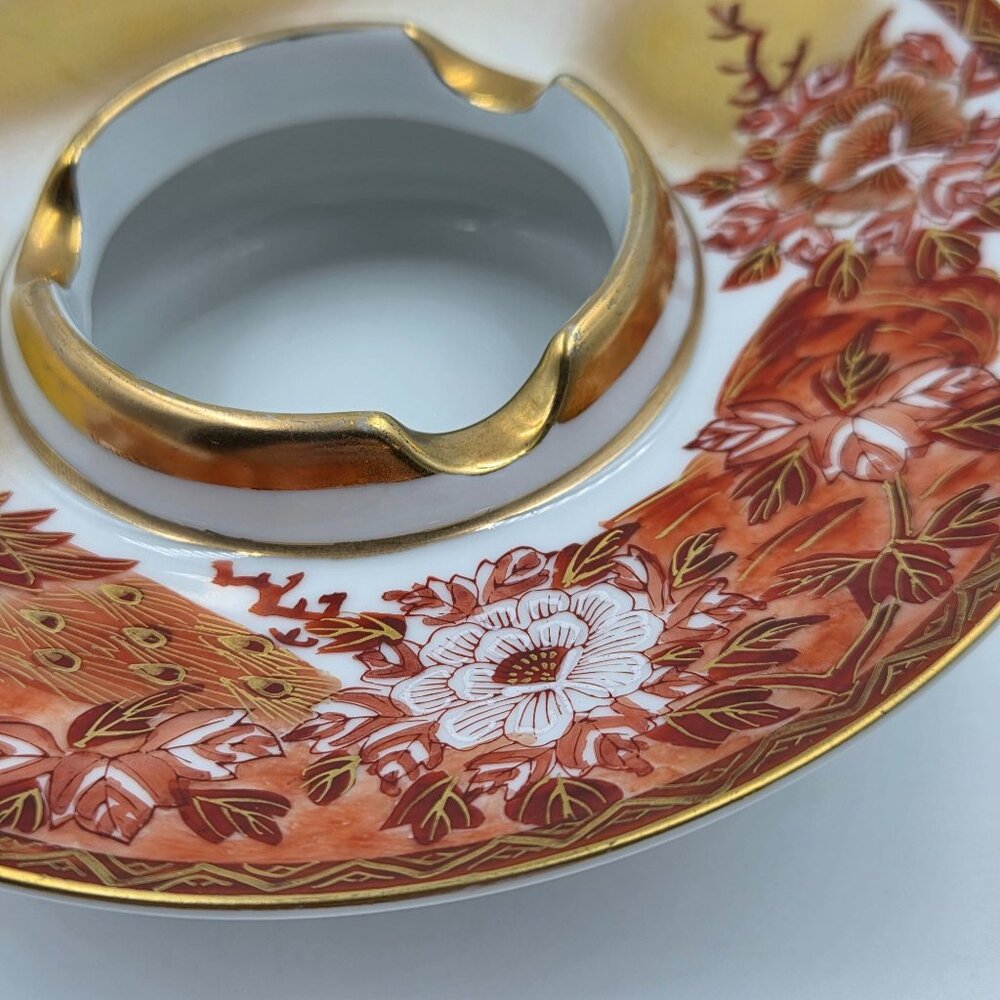 Kutani Peacock & Peony Water Well or Ashtray From the Meiji Period - Picture 7 of 9